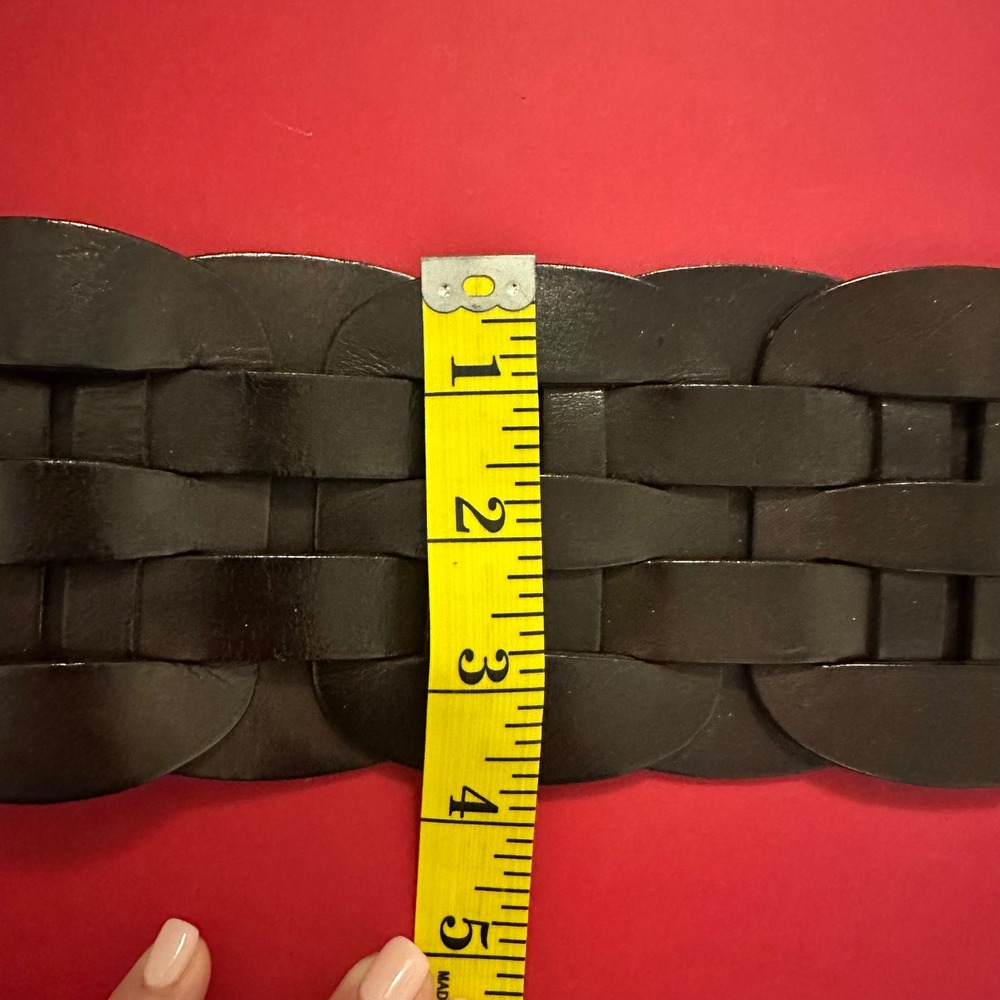 Antoniazzi Firenze Italy Brown Woven Leather Wide Waist Belt Scalloped XL Boho - Picture 8 of 9